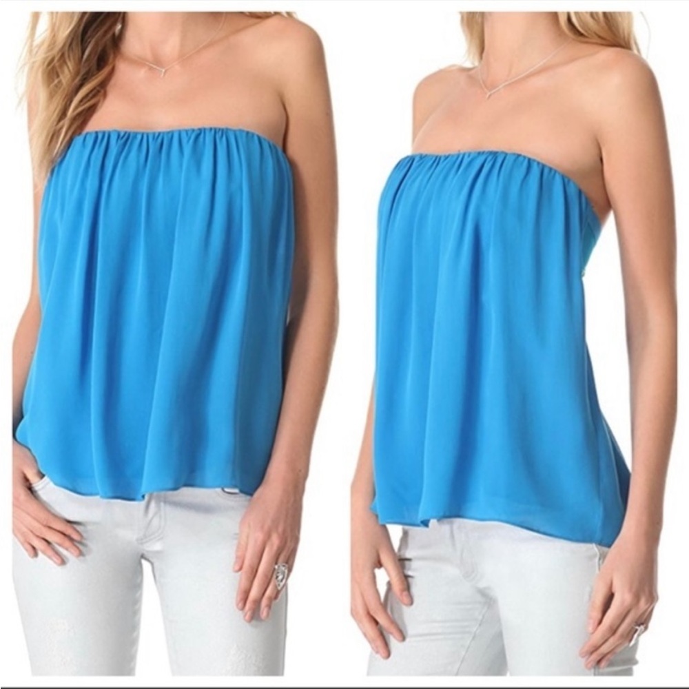 Alice and Olivia strapless shirt, blue, size xs